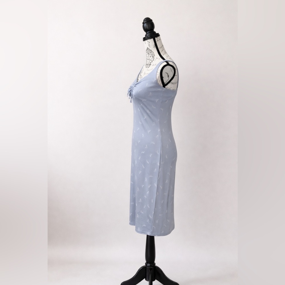 Banana Republic Silk Blend Feather Print Slip Dress Y2K Minimalist Midi - Picture 3 of 6